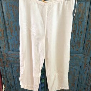 Johnny Was white linen cropped pants Medium